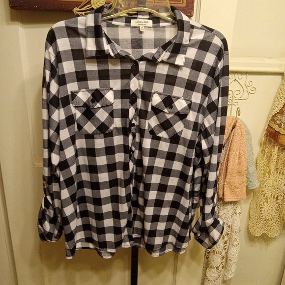 Urban Girl Junior Plus Size Checked Flannel Shirt - Picture 1 of 5